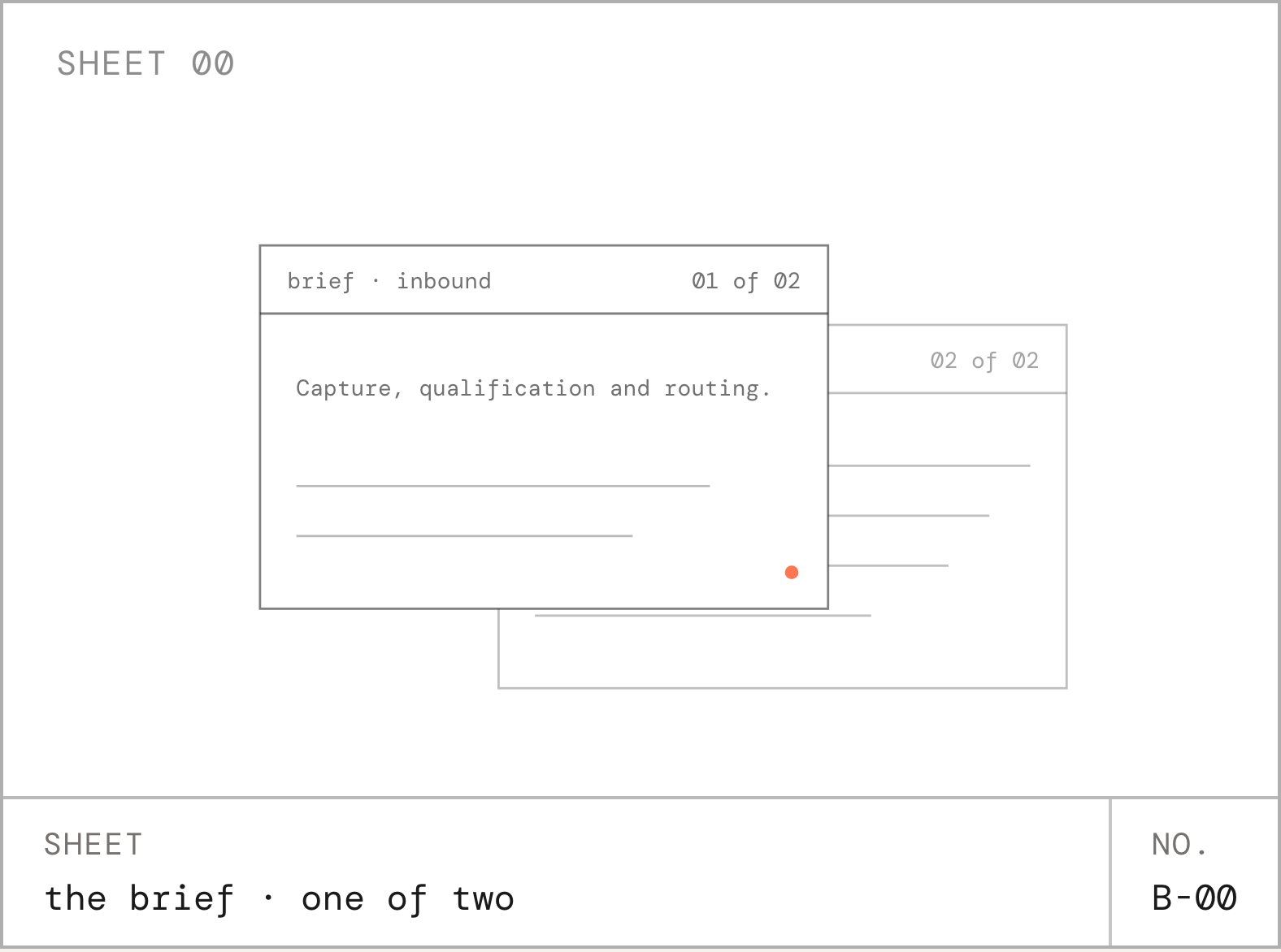 Sheet 00, the brief: inbound