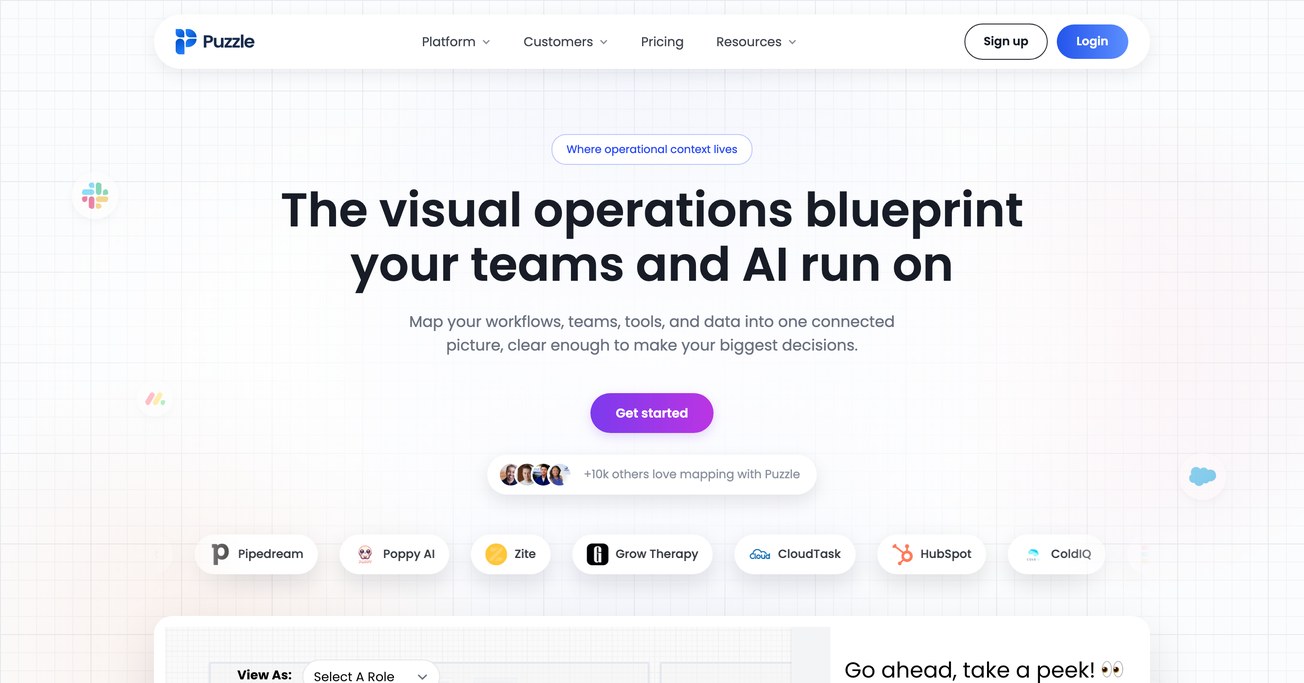 Puzzle’s home page, puzzleapp.io